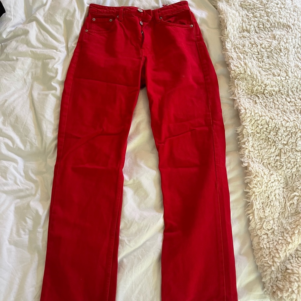 Zara Red Straight Leg Jeans
